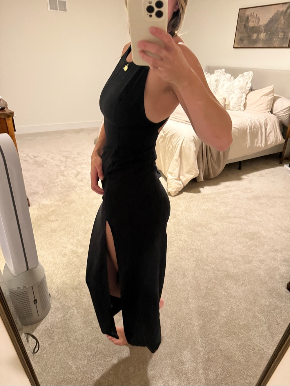 Express Sleeveless Ponte Racerback black Midi Dress with slit size small - Picture 8 of 12